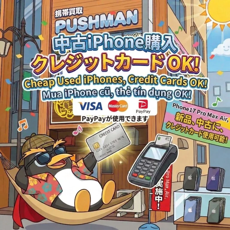 PUSHMAN名古屋駅西口店 中古iPhone購入 クレジットカードOK 英語ベトナム語対応